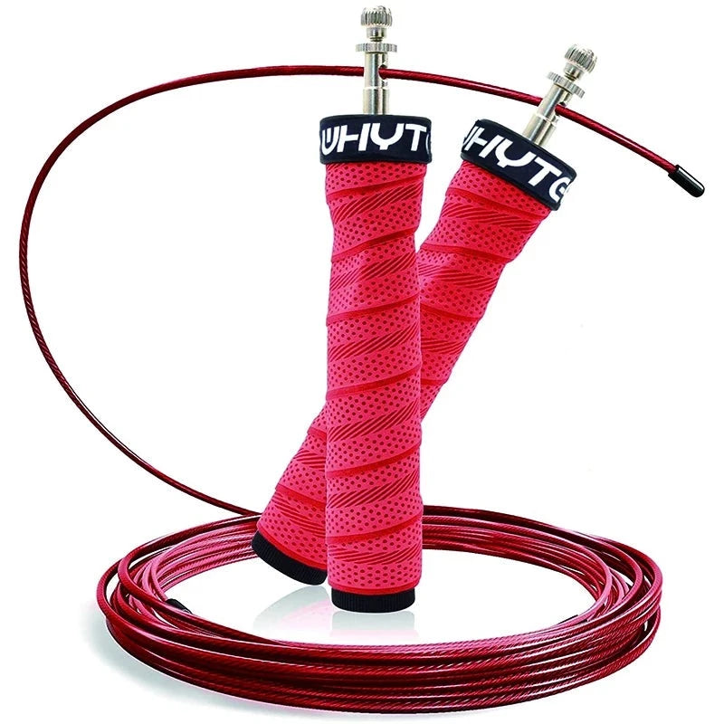 Eleva seu treino com a SpeedRope profissional OlimpoFit. Rolamentos de esferas, ajustável, antiderrapante. Acelere seus resultados com este equipamento versátil de fitness. Compre agora!