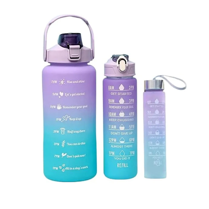 Revitalize seu dia com o Kit 3 Garrafas de Água Squeeze Motivacional. Design inspirador, praticidade e tamanhos variados para uma hidratação ativa. Conquiste seus objetivos com estilo e motivação em cada gole. Escolha o kit perfeito para sua jornada fitness!
