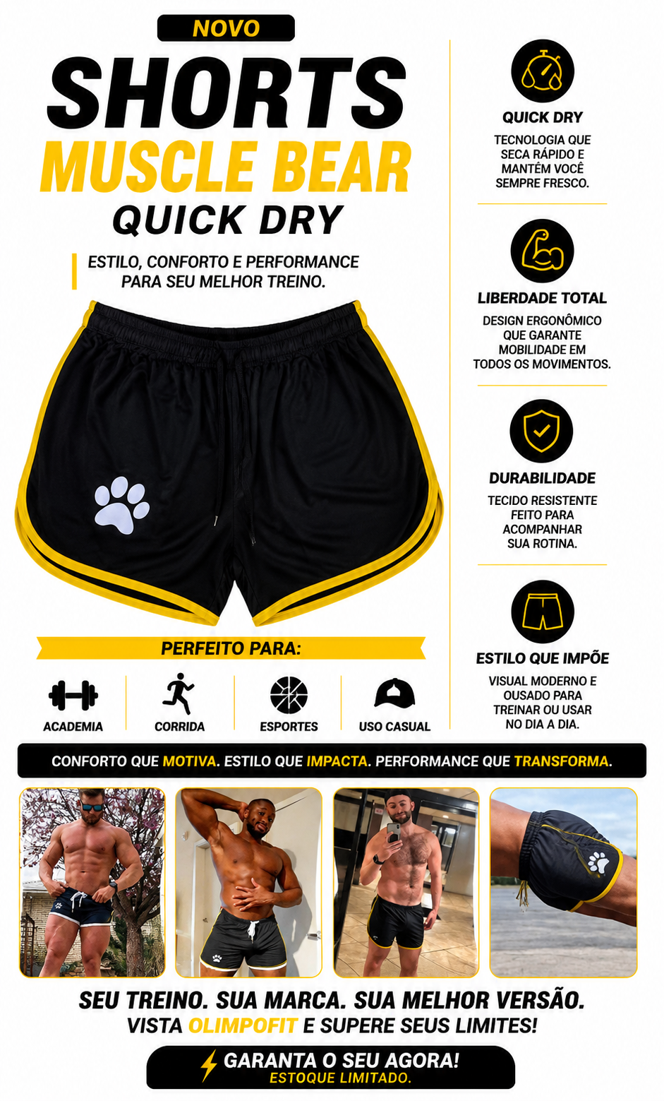 Shorts Muscle Bear Quick Dry OlimpoFit