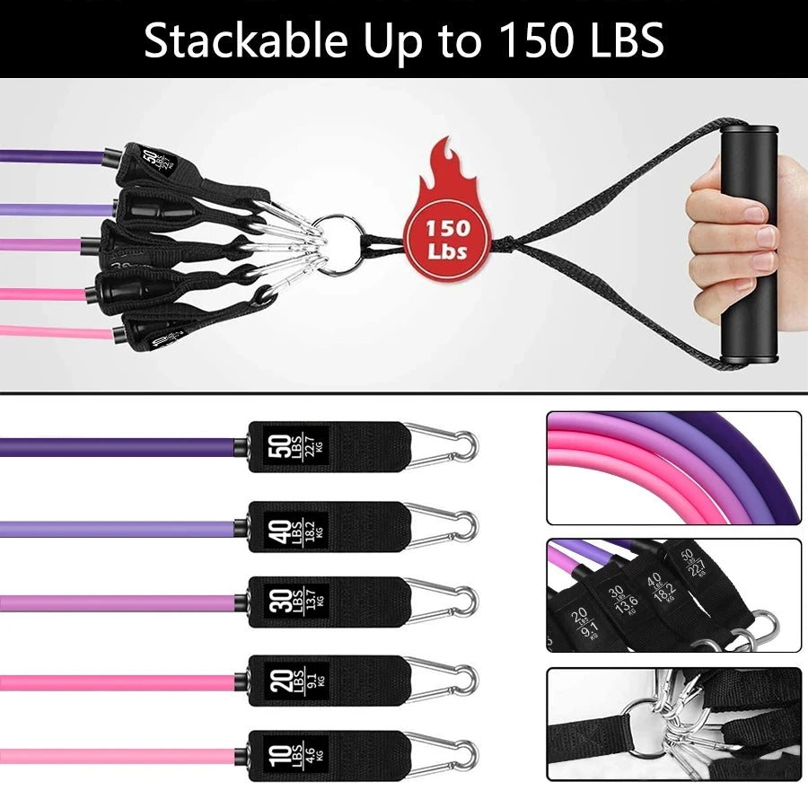 Kit Cores de Elásticos de Resistência para Musculação OlimpoFit