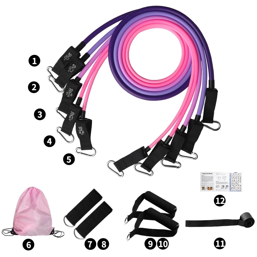 Kit Cores de Elásticos de Resistência para Musculação OlimpoFit